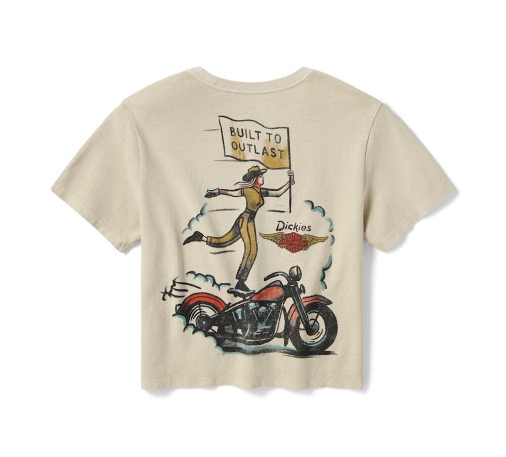 NWT Harley Davidson Women's Dickies x H-D Vintage Cowgirl Boxy Fit Tee sz Large